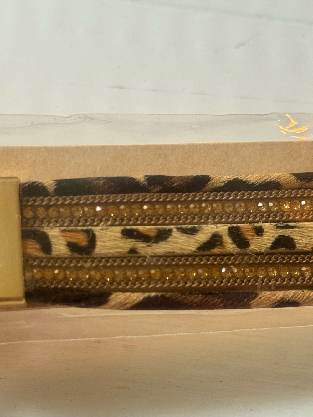 Leopard leather faux hair calf Wrap Bracelet - Picture 5 of 7
